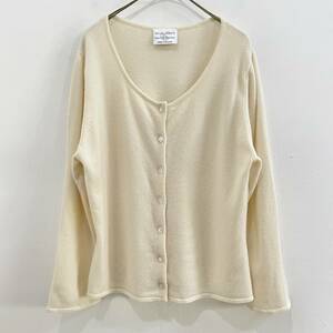 ☆HELEN DAVID ヘレンデイビット 英国製 PURE CASHMERE ピュアカシミヤ100% カーディガン オフホワイト 12【レターパックプラス郵送可】E