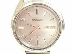 送料無料 1円～ ジャンク 稼働品 時計 SEIKO セイコー 5 ACTUS 7019-7060 21石 腕周り最大21.5cm シルバー 自動巻き メンズ シルバー文字盤