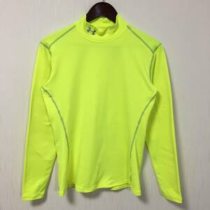 良品 UNDER ARMOUR アンダーアーマー コールドギア インナーシャツ ハイネック イエロー/黄色 メンズＭサイズ スポーツウェア 野球 ゴルフ