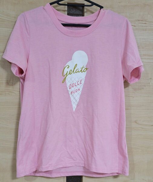 ピンク色アイスクリームシャツ サイズM