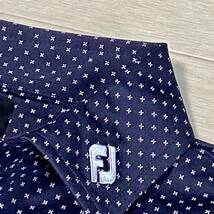 新品◆FootJoy フットジョイ フラワー柄 吸汗速乾 ストレッチ 長袖ポロシャツ/ネイビー/サイズM/送料185円_画像3