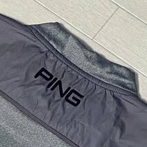 新品★ピン PING スポーティーデザイン 裏フリース 保温 長袖モックネックシャツ★グレー★サイズL_画像4