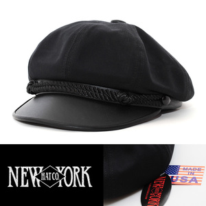 キャスケット 帽子 メンズ ニューヨークハット NEW YORK HAT Brando w/leather brim 綿 ブラック XLサイズ 6019-BLK USA生産 正規品