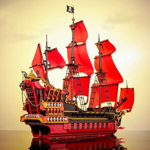 テクノロジー海賊船ビルディングブロックモデル、3694クランプビルディングブロック大型MOCクイーン海賊船モデルキットの復讐
