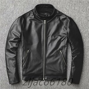 高級新品　本革　ラム革　バイクジャケット　メンズライダース　 レザー バイクウェア 革ジャン 黒 　S~4XL