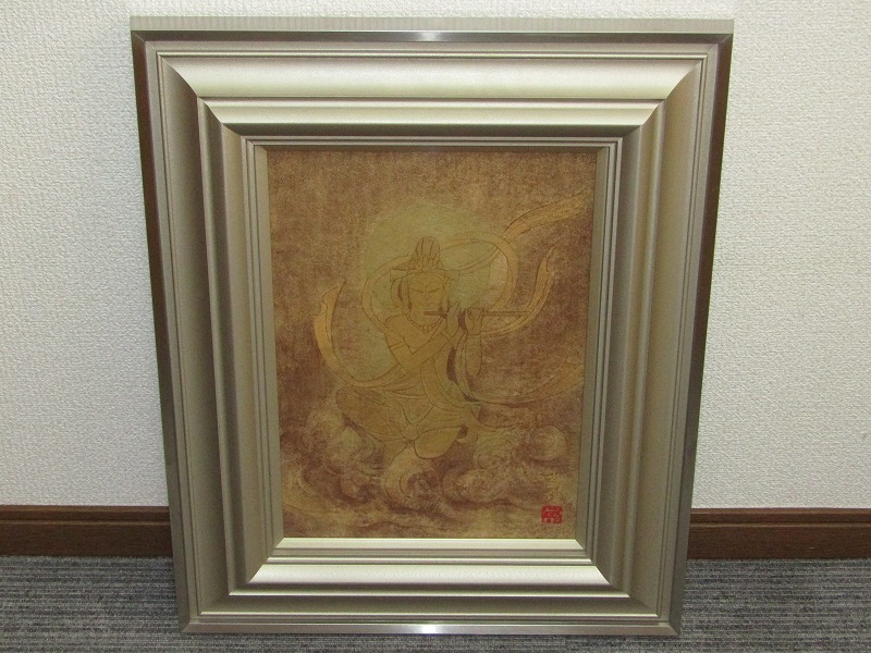 kk13-7576[GGG] [Authentic work] Tsuneo Takahashi Japanese painting No. 4 Rakutenzu Framed, same seal tattoo box, Buddhist painting, gold seal, gold paint specification, Master: Fukuoji Horin, Buddhist art, painting, Japanese painting, person, Bodhisattva