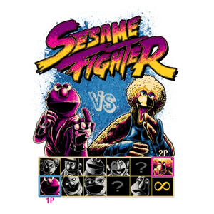 【Tシャツ】　【Tシャツ】　『Sesame Fighter』　セサミストリート×ストリートファイター　ストⅡ　STREET FIGHTER　S／M／L／XL