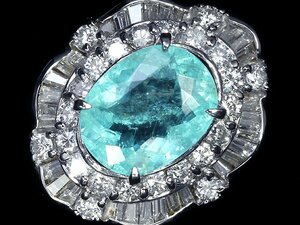 IOG9886T【1円～】新品【RK宝石】≪Paraiba≫ 極上パライバトルマリン 特大3.27ct 極上ダイヤモンド 1.36ct Pt900 超高級リング ダイヤ