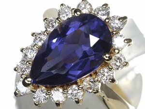 UI9972T【1円～】新品【RK宝石】《Iolite》極上アイオライト 大粒3.576ct!! 極上ダイヤモンド 総計0.78ct K18 高級リング ダイヤ