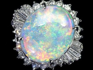 KO9949T【1円～】新品【RK宝石】≪opal≫ 魅惑の遊色!! 極上オパール 大粒2.37ct!! 極上ダイヤモンド 総計0.5ct Pt900 高級リング ダイヤ