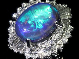 KV10075D【1円～】新品仕上【RK宝石】≪opal≫ ジュエリーマキ 上質ブラックオパール 大粒2.95ct!! 極上ダイヤモンド Pt850 高級リング