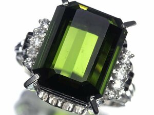 OM9971T【1円～】新品【RK宝石】≪Tourmaline≫ 極上グリーントルマリン 特大11.73ct!! 極上ダイヤモンド Pt900 高級リング ダイヤ