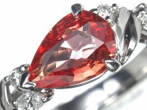 KV9909T【1円～】新品【RK宝石】《Sapphire》希少宝石 極上パパラチャサファイア 大粒1.22ct 極上ダイヤモンド K18WG 高級リング ダイヤ