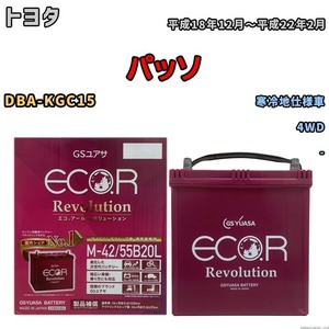 バッテリー GSユアサ エコ.アール レボリューション トヨタ パッソ DBA-KGC15 4WD ERM4255B20L