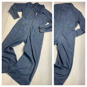 60's ヴィンテージ ？　SEARS JUMPSUIT シアーズローバック　TEEジッパー　デニムオールインワン　つなぎ　ツナギ　ジャンプスーツ　44R