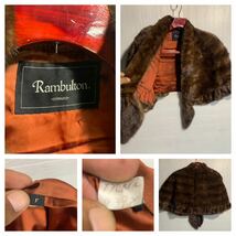 Rambulton ONWARD ランブルトン　高級毛皮　ミンクファー　ケープ　ショール　ポンチョ　羽織り　ブラウン　茶　REAL FUR MINK JACKET_画像2