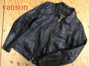 ★バンソン VANSON★メンズ 牛革カウハイド 襟付き レザーシングルライダースジャケット★R51119034A