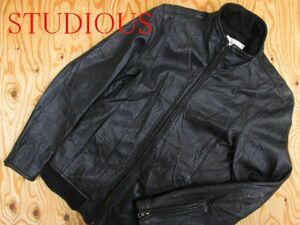 ★STUDIOUS ステュディオス★メンズ 羊革ラムスキン レザージップジャケット★R51126031A