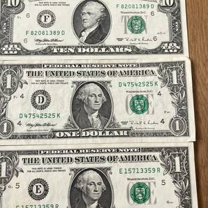 アメリカドル ＄ 1990年代 旧紙幣 合計28ドル 1ドル札3枚 5ドル札1枚 10ドル札2枚 の画像3