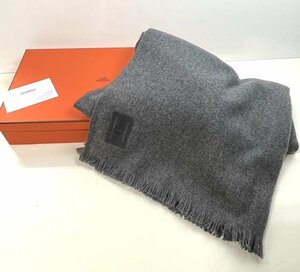 ICH【未使用品】 未使用 HERMES エルメス 大判ストール マフラー ショール カシミヤ100% グレー H刺繍 〈208-231030-ss3-ICH〉