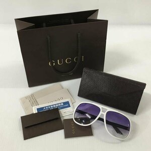 TEI【中古品】 GUCCI GG1622 グッチ サングラス ホワイト ショップバッグ 製品カード ケース付き 〈182-231101-YO-11-TEI〉