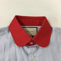 TEI【中古品】 GUCCI グッチ 496343 バイカラー ストライプシャツ MADE IN ITALY サイズ39 〈141-231120-YO-2-TEI〉_画像4