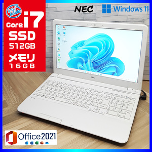 最新Windows11/爆速Core-i7/驚異のメモリ16GB/新品512GB/Office 2021/NEC LaVie