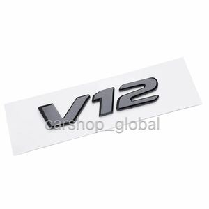 メルセデスベンツ V12 エンブレム グロスブラック フラットタイプ サイド リア トランク ステッカー CL/E/S/SL/G/GL/GLS/AMG/BRUBUS等