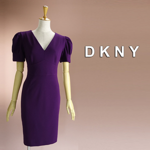 新品 DKNY 16/21号 ダナキャラン 紫 ワンピース パーティドレス 半袖 大きいサイズ 結婚式 二次会 披露宴 フォーマル お呼ばれ 葵41E0902