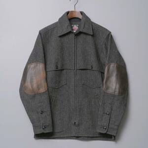 TG6945//*ジョンソンウーレンミルズ/Johnson Woolen Mills*メンズM/肘パッチ/レザー装飾/ウールツイードジャケット/ジップアップブルゾン