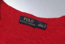 TF9575◇ポロラルフローレン/Polo Ralph Lauren メンズL ポニー刺繍 ウールカシミヤ クルーネック ケーブルニット セーター レッド_画像6