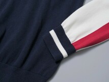 TG4139◇トミーヒルフィガー/TOMMY HILFIGER メンズM ハイネック ハーフジップ コットンニットブルゾン プルオーバー セーター 紺/白/赤系_画像4