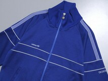 TG6474◇70s 西ドイツタグ アディダス/adidas TECHNO デサント製 TAD-7T トラックジャケット ジャージ ジップアップブルゾン JASPOL 青系_画像4