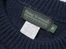 TG2312◇ヴィンテージ USA製 フライングスコッツマン Flying Scotsman メンズM クルーネック ウール ニットセーター 紺 ネイビー系_画像5