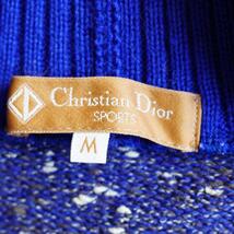 美品 Christian Dior ウールブレンド ニットカーディガン 袖リブ 裾リブ クロップ丈 深めVネック ワンポイントロゴ 刺繍 太アーム_画像9