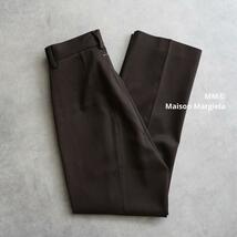 美品 MM6 Maison Margiela トラウザーズパンツ ウールブレンド イージーパンツ ストレッチ性あり テーパード ロゴステッチ 裏地あり 34_画像1