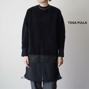  прекрасный товар TOGA PULLA Toga боа do King cut and sewn шерсть переключатель sia- длинный рукав большой размер draw код необычность материалы 36 чёрный 