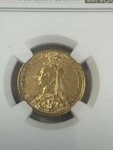 1891年 英国　ヴィクトリア・ジュビリー1ソブリン金貨　　AU53_画像1