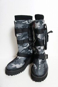 美品22AW UNITED NUDEユナイテッド ヌード COMBAT POCKET BOOTS 迷彩 ロング ブーツ ポーチ付き 86380008 迷彩1108N■K2