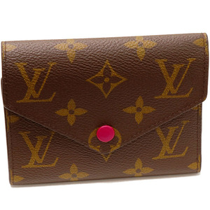 ルイヴィトン 三つ折り財布(小銭入れあり) モノグラム フューシャ ポルトフォイユ ヴィクトリーヌ M41938
