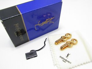 1円スタート YVES SAINT LAURENT イヴサンローラン イヤリング ヴィンテージアクセサリー レディース ゴールドカラー 状態良好