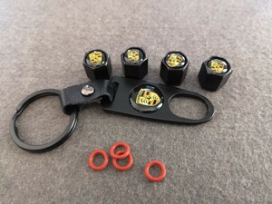 ポルシェ PORSCHE 車のタイヤバルブキャップカバー エアバルブキャップ アルミ製 　ホイール 4個セット キーホルダー付き★10