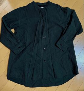 【美品】MHL, マーガレットハウエル　ノーカラー　ロングシャツ