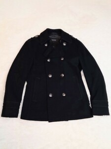 【1スタ】BURBERRY BLACK LABEL バーバリーブラックレーベル Pコート ピーコート メンズ 黒 ブラック Mサイズ ホースロゴ 高級感 美品 