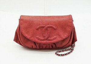 ◇【CHANEL シャネル】ハーフムーン ココマーク キャビアスキン チェーンウォレット A40033 ショルダーバッグ