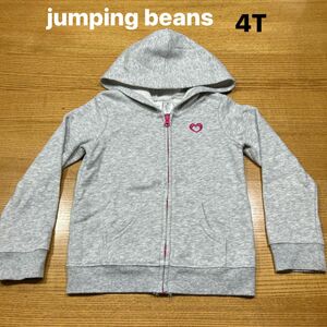 【jumping beans】(USED)ジャンピング ビーンズ グレー フルジップパーカー 4T(100〜110cm)