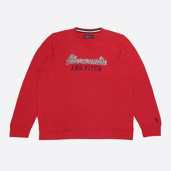 ★SALE★Abercrombie & Fitch/アバクロ★アップリケロゴクルースウェット (Red/XL)