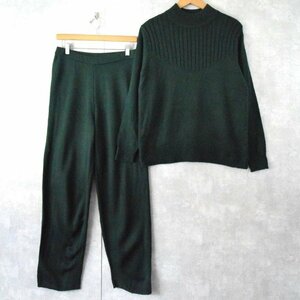 アクリルニットセーター＆パンツ SETUP グリーン 緑 セットアップ イージーパンツ 古着 ビンテージ