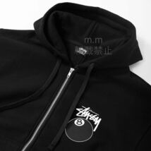 送料無料【新品】STUSSY ステューシー 8BALL ジップ パーカー ブラック スウェットパーカー XL メンズ レディース 8ボール 黒_画像4