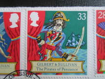 イギリス 英国 記念切手　1992年 作曲家サリバン誕生150年 18～39P:劇作家と共作のオペレッタの場面、ミカドなど　5種完　初日押印紙付　_画像3